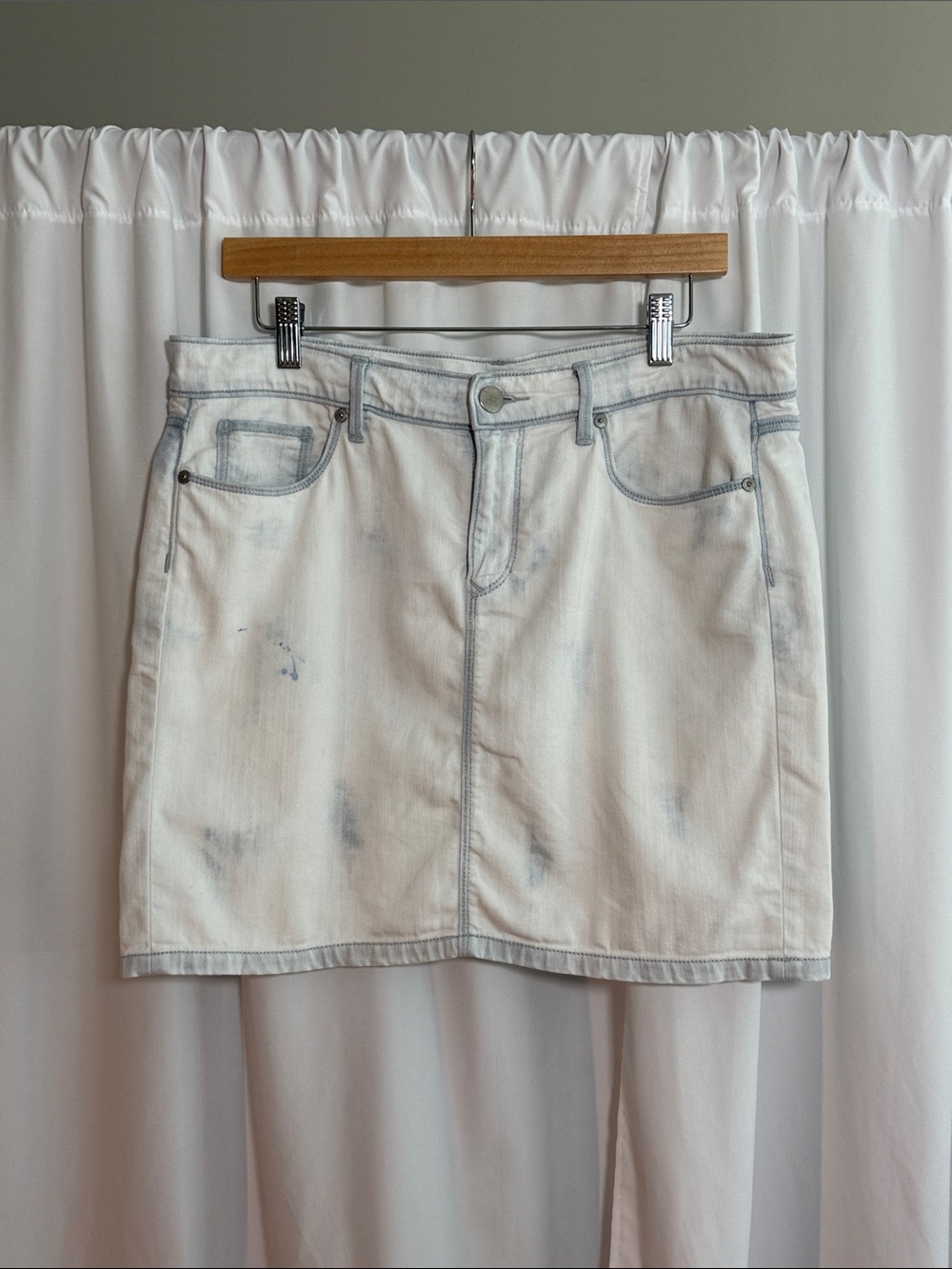 LOFT White Washed Denim Mini Skirt